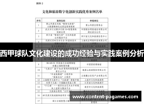 西甲球队文化建设的成功经验与实践案例分析